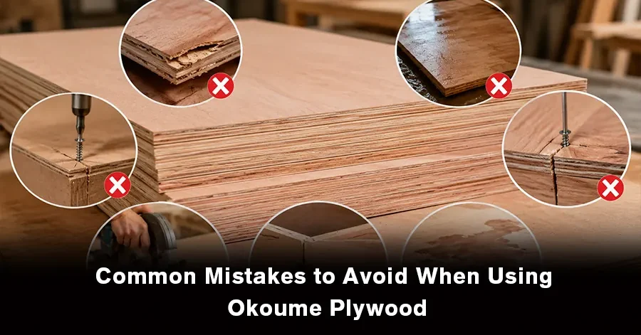 Okoume plywood panels demonstrating proper handling and common installation mistakes.