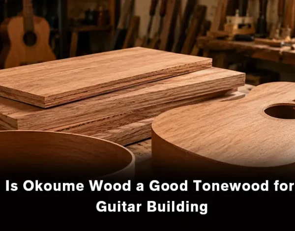 Okoume wood used as a tonewood for building acoustic and electric guitars.