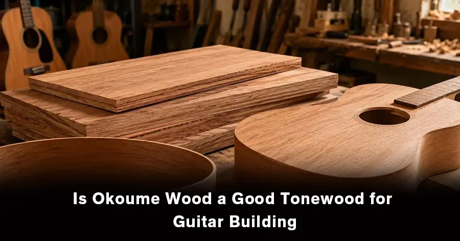 Okoume wood used as a tonewood for building acoustic and electric guitars.
