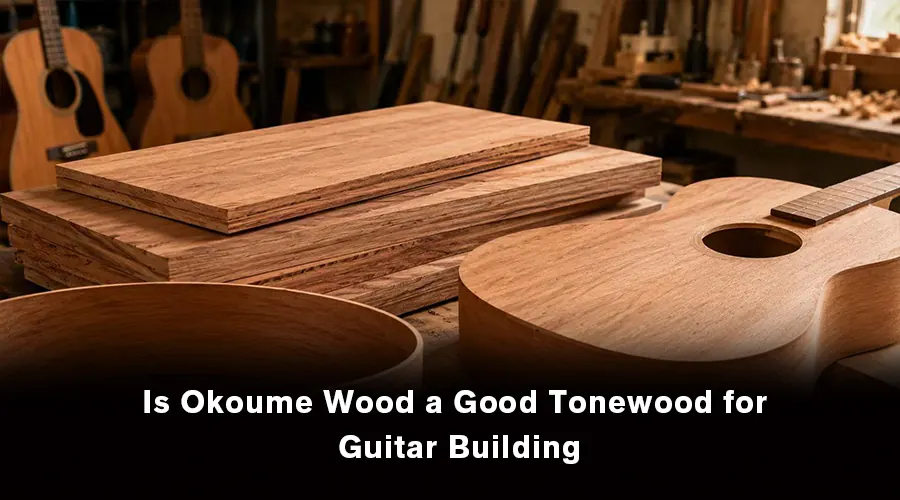 Okoume wood used as a tonewood for building acoustic and electric guitars.