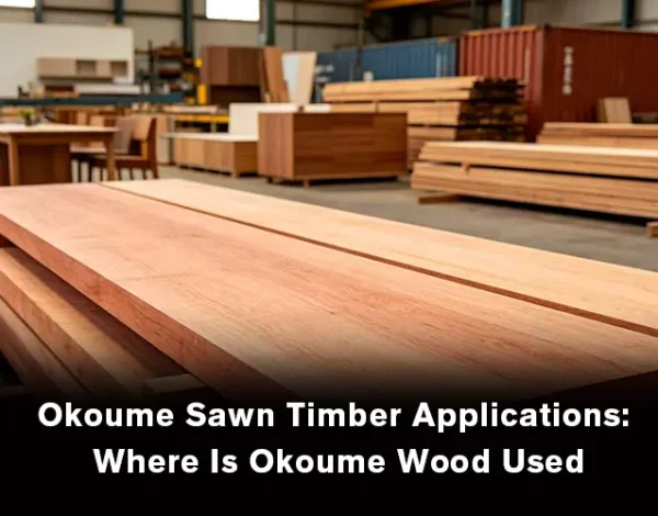Okoume sawn timber used for furniture, interior decoration, doors, and woodworking applications.