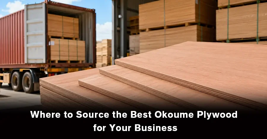 High-quality Okoume plywood sourced for furniture, construction, marine, and other business applications.