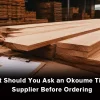 Buyer discussing Okoume timber specifications, quality, certification, packaging, and shipping requirements with a timber supplier.