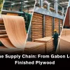 Okoume supply chain from Gabon logs to finished plywood