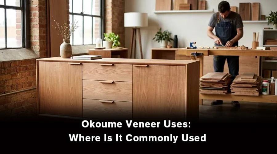 Okoume veneer uses in furniture, interior design, cabinetry, doors, and other applications.